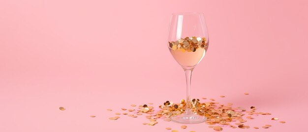 Champagne glass with confetti Illustration Generative AIxD