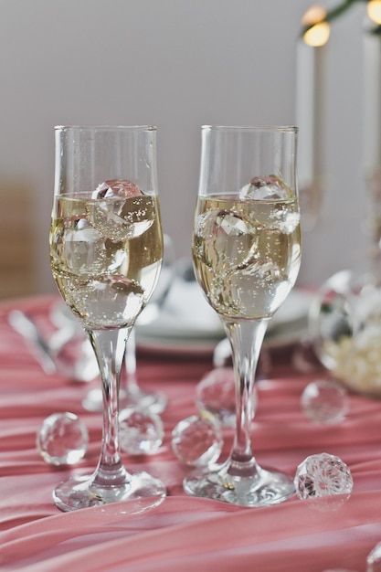 Champagne glasses on a festive table 6445