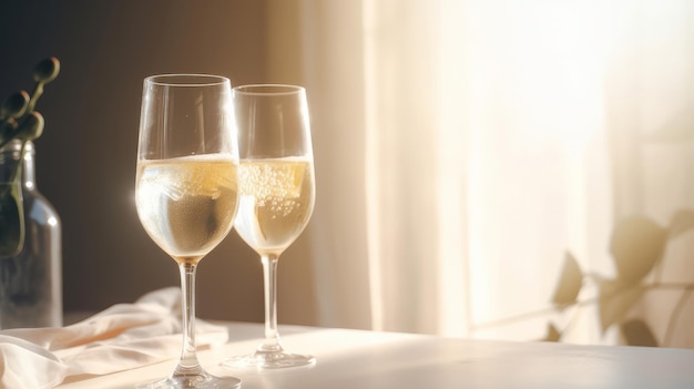 Champagne glasses Illustration AI GenerativexA