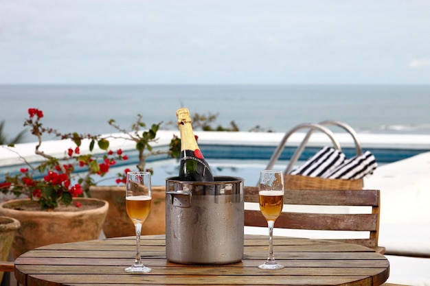 Champagne in the pool