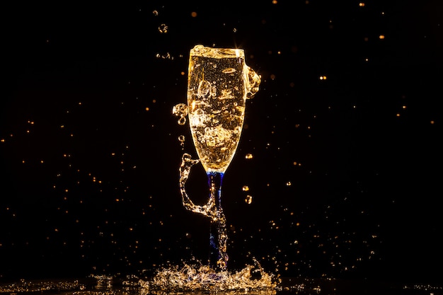 Champagne splashing from a glass