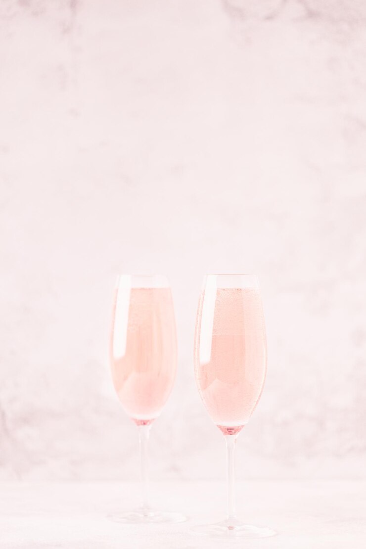 Champagne or wine in glasses on light background