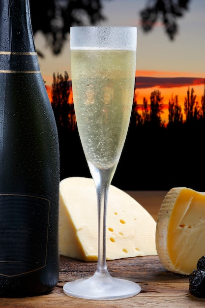 Champagne with delicious cheeses