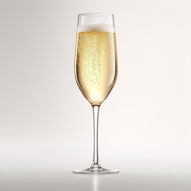 Champagneglas op een witte achtergrond gegenereerd door AI