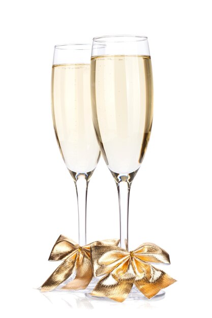 Foto champagneglazen met strikdecor