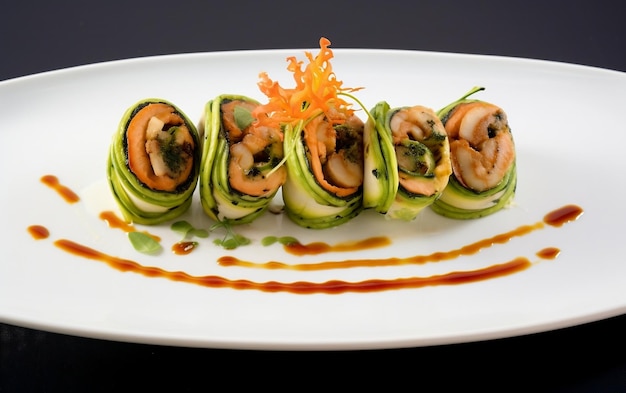 champignon en garnalencourgette roll AI