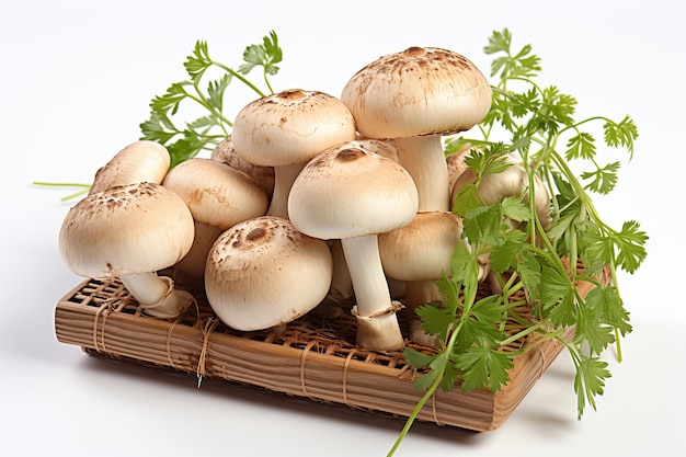 Champignon mushrooms isolated on white background