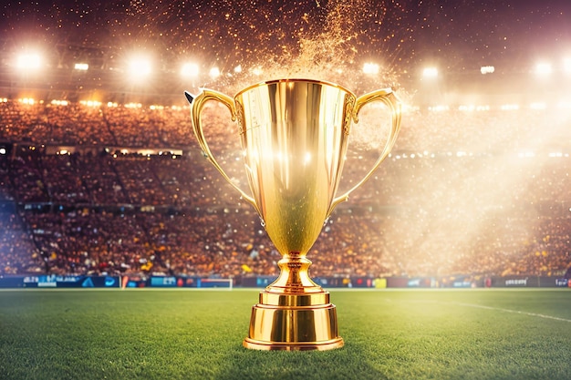 Champion gold cup in football stadium winner award Generative AI