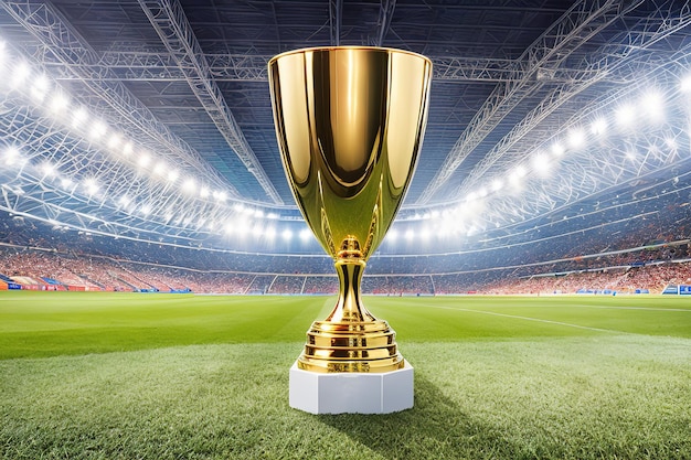 Champion gold cup in football stadium winner award Generative AI