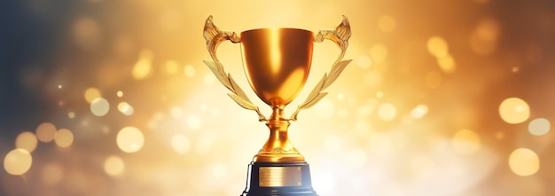 Photo champion golden trophy for winner background success and achievement concept generative ai