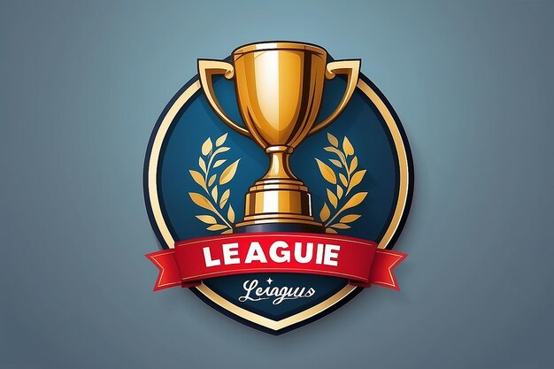 Photo champion sports league logo emblem badge graphic with trophy