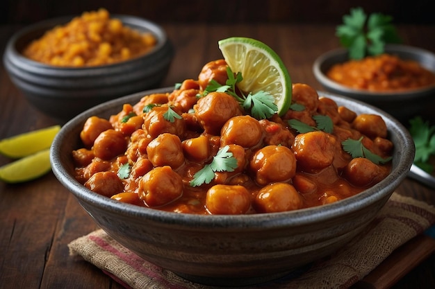 Foto chana masala in una ciotola da servire