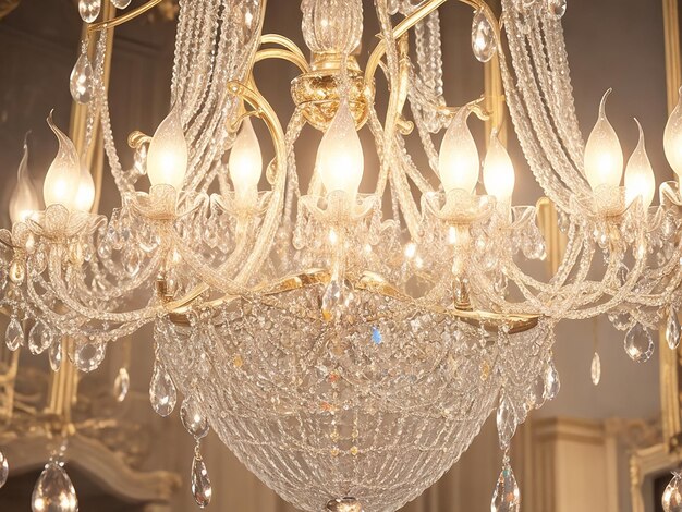 Chandelier s sparkling details against the background