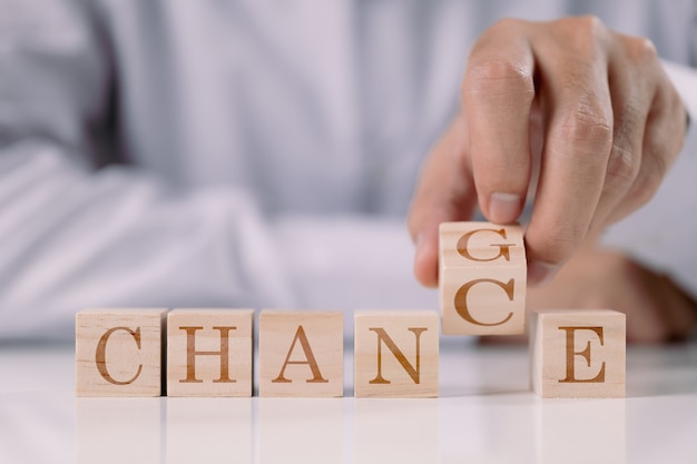 Change to chance Businessman development and career growth or change yourself concept