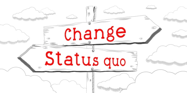 Change status quo outline signpost with two arrows