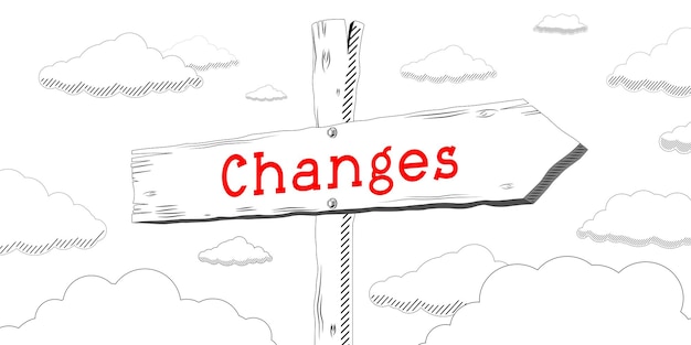 Changes outline signpost with one arrow