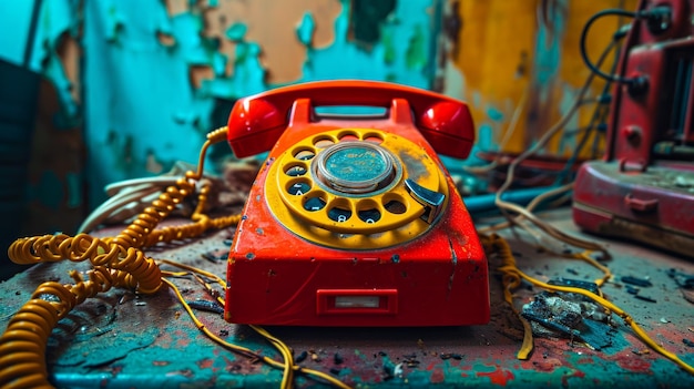 changing colourful retro rotary telephones