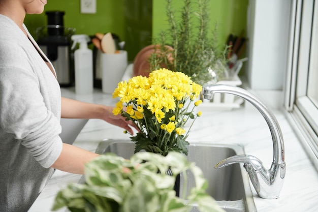 Changing Water in Flower Vase