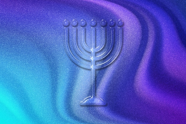 Chanoeka menorah kandelaar, traditionele Hebreeuwse viering van Israël, violet violet blauwe achtergrond