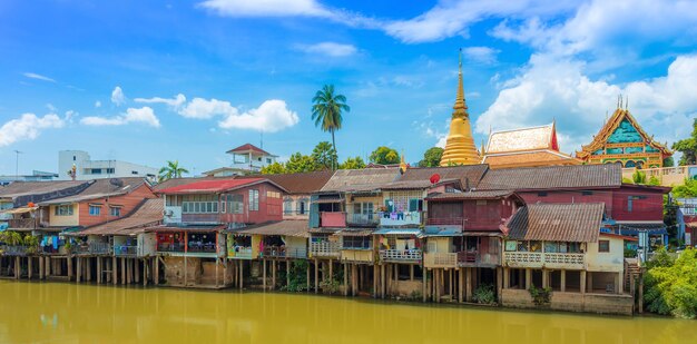 Chanthaburi rivier Klassiek dorp in de buurt van rivier Chanthaburi Old Town Waterfront Landmark met oude