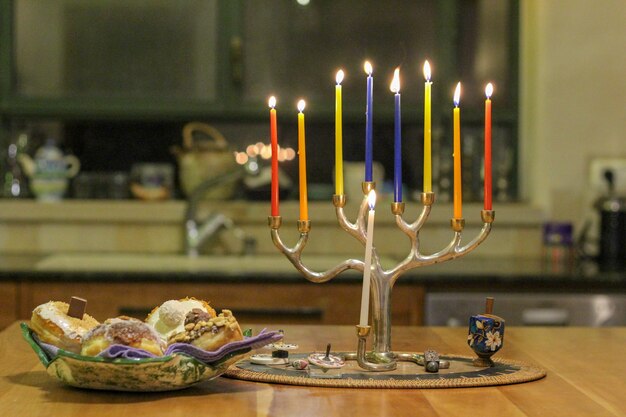 Chanukah candles during chanukah in israel - bs