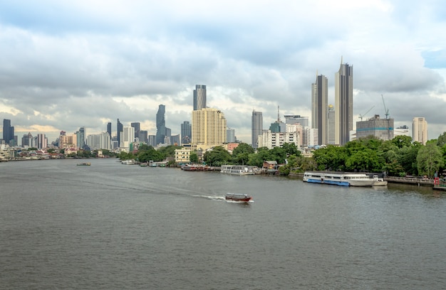 Chao phraya river and river side view