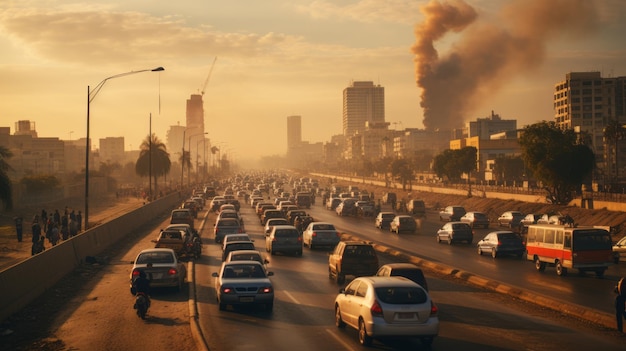 Chaos Amidst Commotion Unveiling the Bustling Traffic of Karachi Pakistan's Busy Road in December 2