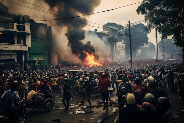 Photo chaos erupts in bandung indonesia massive crowd riots shake the city on 05th march 2015