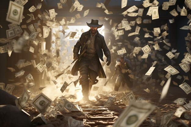 The chaos of a Western bank heist with outlaws mak 00628 00