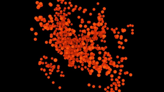 球体 3 d レンダリングの混沌とした集中と分散 コンピューター生成された抽象的な背景空間の小さな丸い粒子