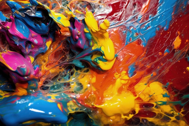 Chaotic Splashes of MultiColored Paint Frozen in Time Concept