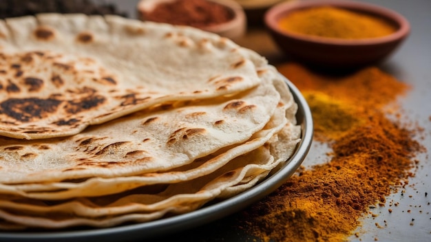 Photo chapati or tava roti also known as indian bread or fulka or phulka