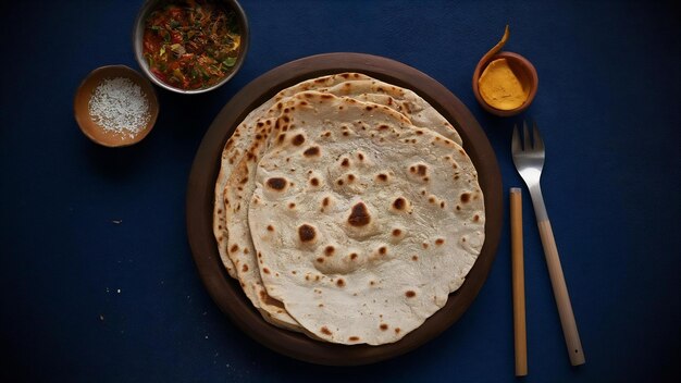 Photo chapati or tava roti also known as indian bread or fulka or phulka