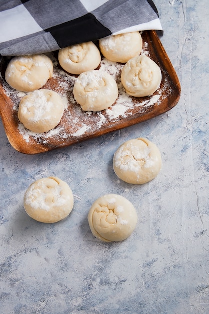 Chapati uncooked dough on kitchen surface