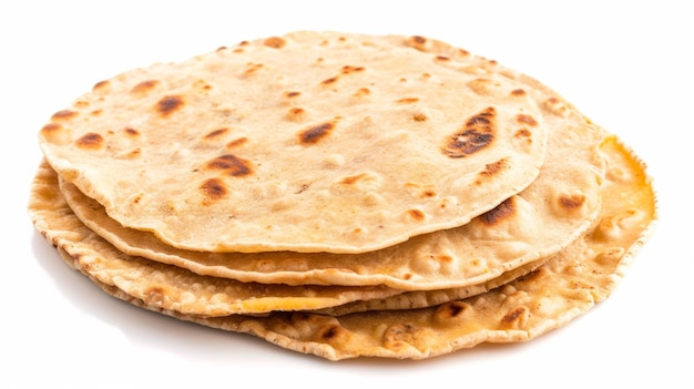 Photo chapatti indian food isolated on white background generative ai