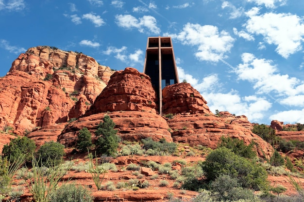 Chapel of the Holy Cross set among red rocks in Sedona