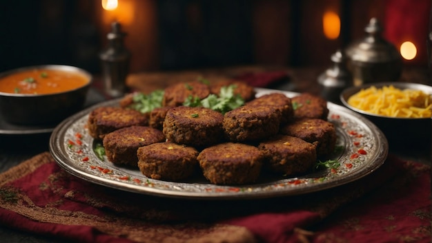 Foto chapli kabab con verdure