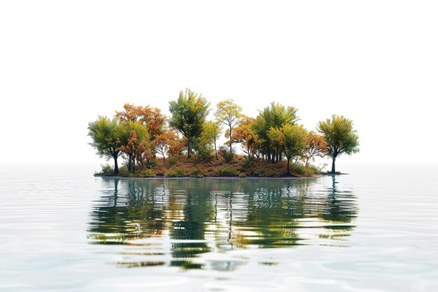 Char Chinar Island On White Background