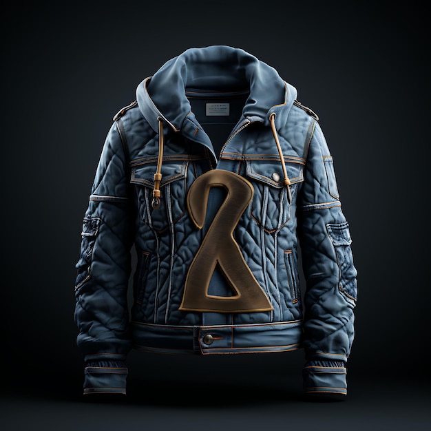 Character Alphabet Design 5 Denim Material Octane Render Wov Creative on Black BG Luxury Expensive