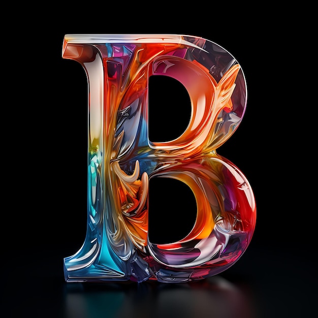 Character Alphabet Design B Chiffon Material Redshift Render Creative on Black BG Luxury Expensive