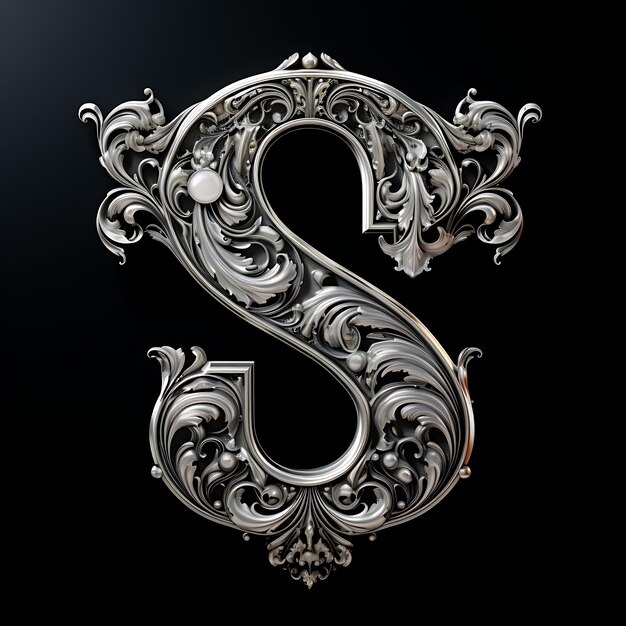 Character alphabet design of p satin material arnold render creative on black bg luxury expensive