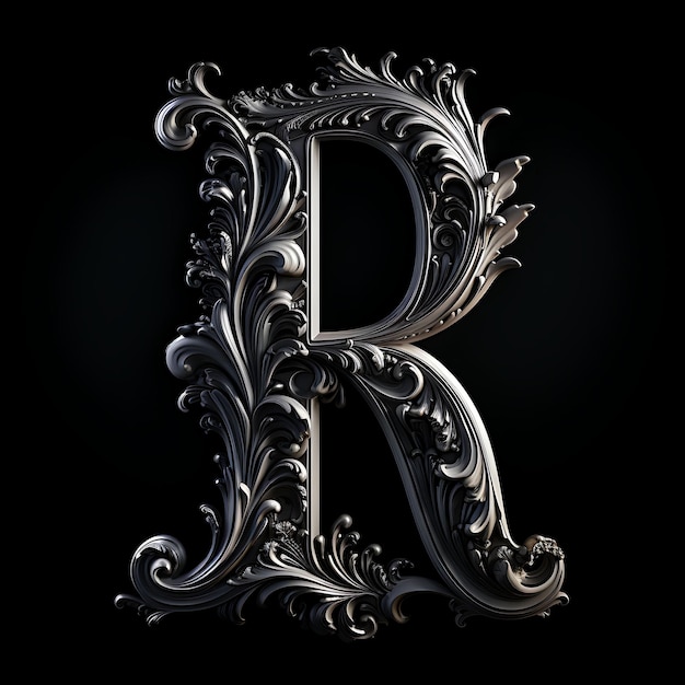 캐릭터 알파 ⁇  디자인 R 사틴 소재 만트라 검은색 BG 럭셔리 비싼 크리에이티브 렌더