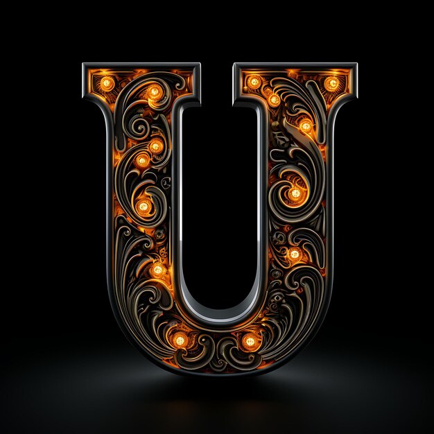 Character Alphabet Design of U Suede Material Blender Intern Creative on Black BG Luxury Expensive