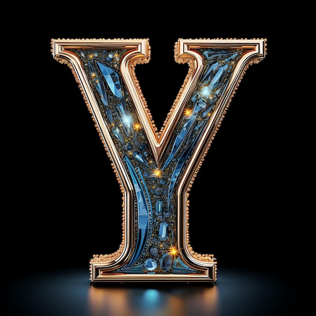 Photo character alphabet design y sequins material cycles render s creative on black bg luxury expensive