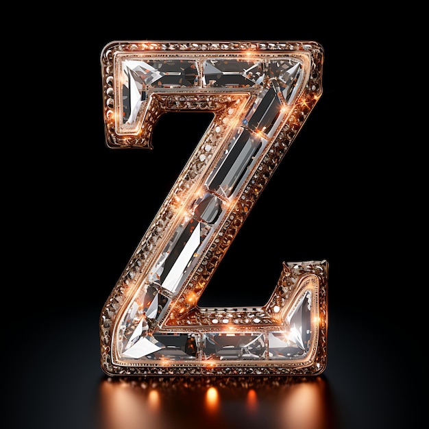 Z スパンコール素材の文字アルファベット デザイン ブラック BG にクリエイティブなマントラ レンデ 高級高価