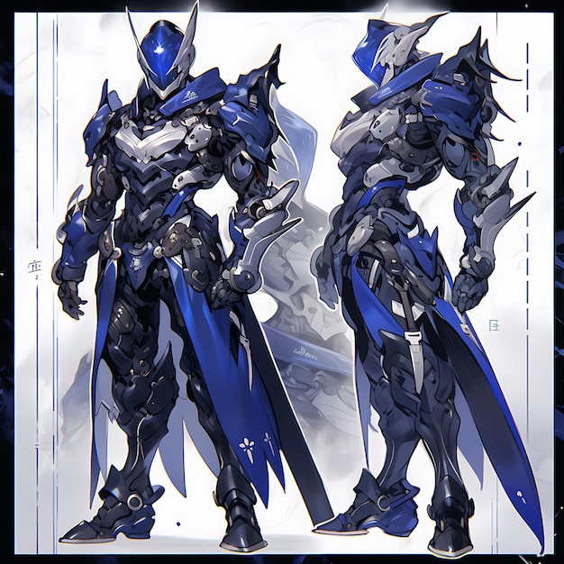 Premium Photo | Character Anime Concept Average Height Male With a  Futuristic Knight Armor Futuristi Sheet Art