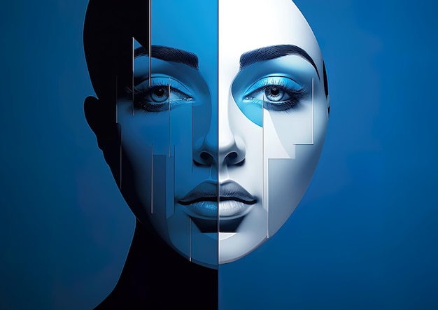 Character artwork showing modern blue eyes symbolizing self reflection and thinking