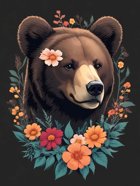 character bear and flower