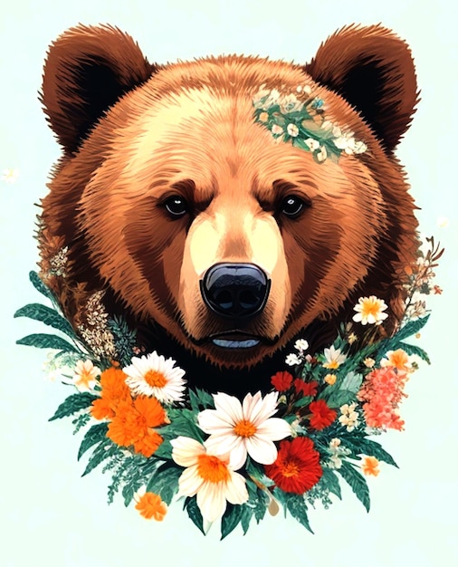 character bear and flower