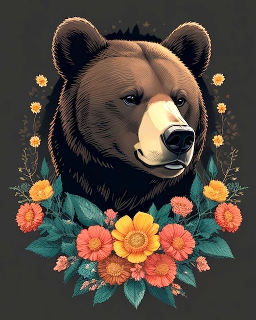 character bear and flower